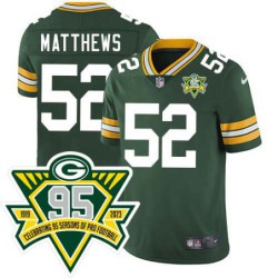 Packers #52 Clay Matthews 1919-2023 95 Year ANNI Patch Jersey -Green