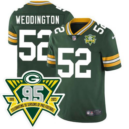 Packers #52 Mike Weddington 1919-2023 95 Year ANNI Patch Jersey -Green