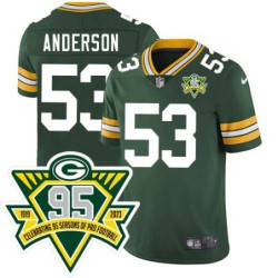 Packers #53 Aric Anderson 1919-2023 95 Year ANNI Patch Jersey -Green