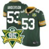 Packers #53 Aric Anderson 1919-2023 95 Year ANNI Patch Jersey -Green