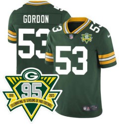 Packers #53 Lou Gordon 1919-2023 95 Year ANNI Patch Jersey -Green