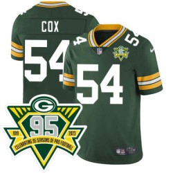 Packers #54 Ron Cox 1919-2023 95 Year ANNI Patch Jersey -Green