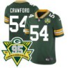 Packers #54 James Crawford 1919-2023 95 Year ANNI Patch Jersey -Green