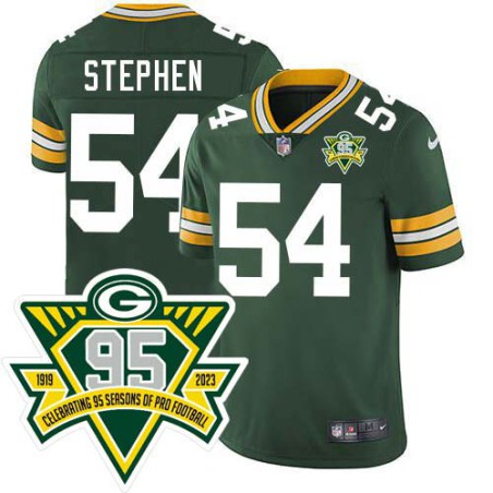 Packers #54 Scott Stephen 1919-2023 95 Year ANNI Patch Jersey -Green