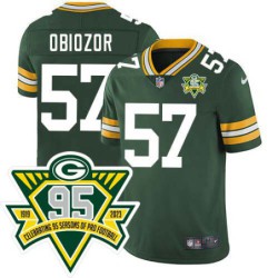 Packers #57 Cyril Obiozor 1919-2023 95 Year ANNI Patch Jersey -Green