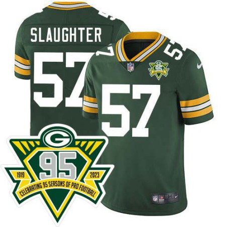 Packers #57 T.J. Slaughter 1919-2023 95 Year ANNI Patch Jersey -Green