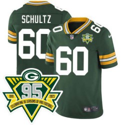 Packers #60 Charlie Schultz 1919-2023 95 Year ANNI Patch Jersey -Green