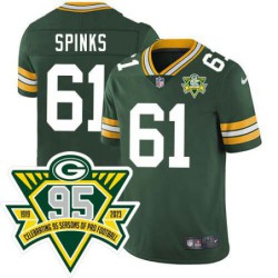 Packers #61 Jack Spinks 1919-2023 95 Year ANNI Patch Jersey -Green