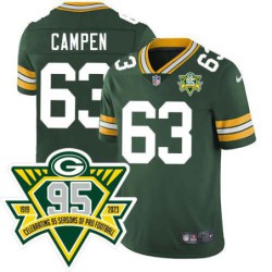 Packers #63 James Campen 1919-2023 95 Year ANNI Patch Jersey -Green