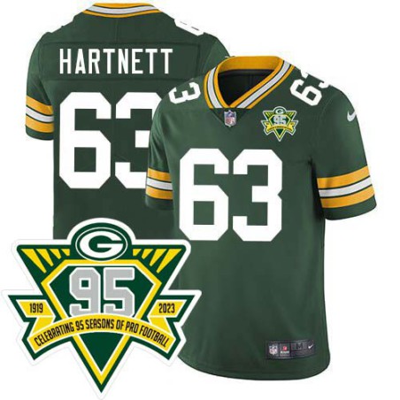 Packers #63 Perry Hartnett 1919-2023 95 Year ANNI Patch Jersey -Green