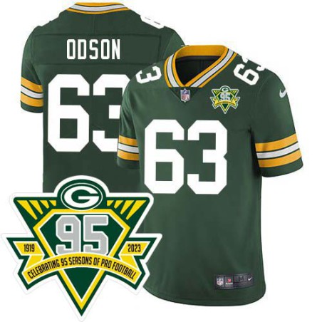 Packers #63 Urban Odson 1919-2023 95 Year ANNI Patch Jersey -Green