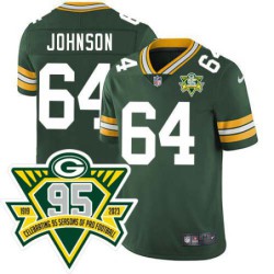 Packers #64 Smiley Johnson 1919-2023 95 Year ANNI Patch Jersey -Green