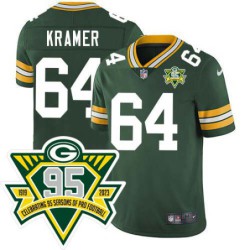 Packers #64 Jerry Kramer 1919-2023 95 Year ANNI Patch Jersey -Green