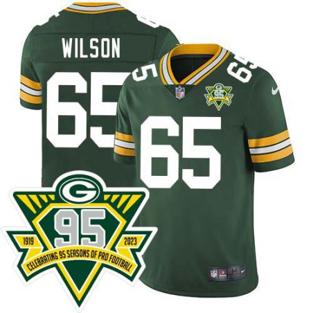 Packers #65 Gene Wilson 1919-2023 95 Year ANNI Patch Jersey -Green