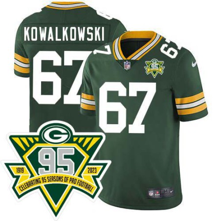 Packers #67 Bob Kowalkowski 1919-2023 95 Year ANNI Patch Jersey -Green