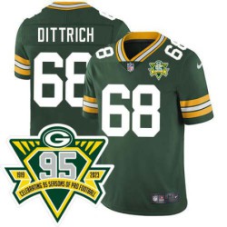 Packers #68 John Dittrich 1919-2023 95 Year ANNI Patch Jersey -Green