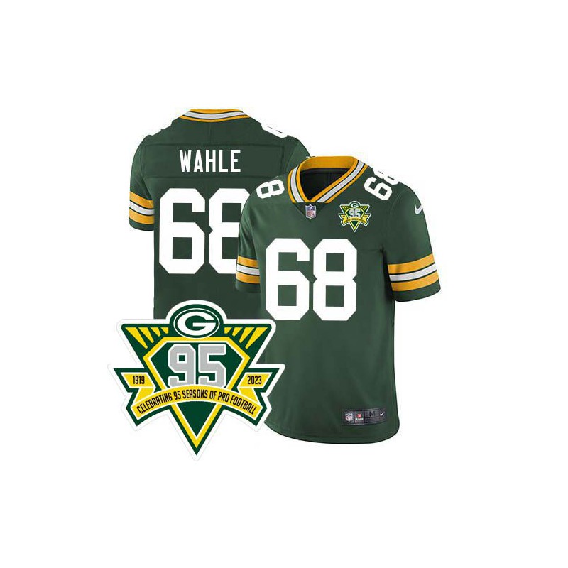 Packers #68 Mike Wahle 1919-2023 95 Year ANNI Patch Jersey -Green