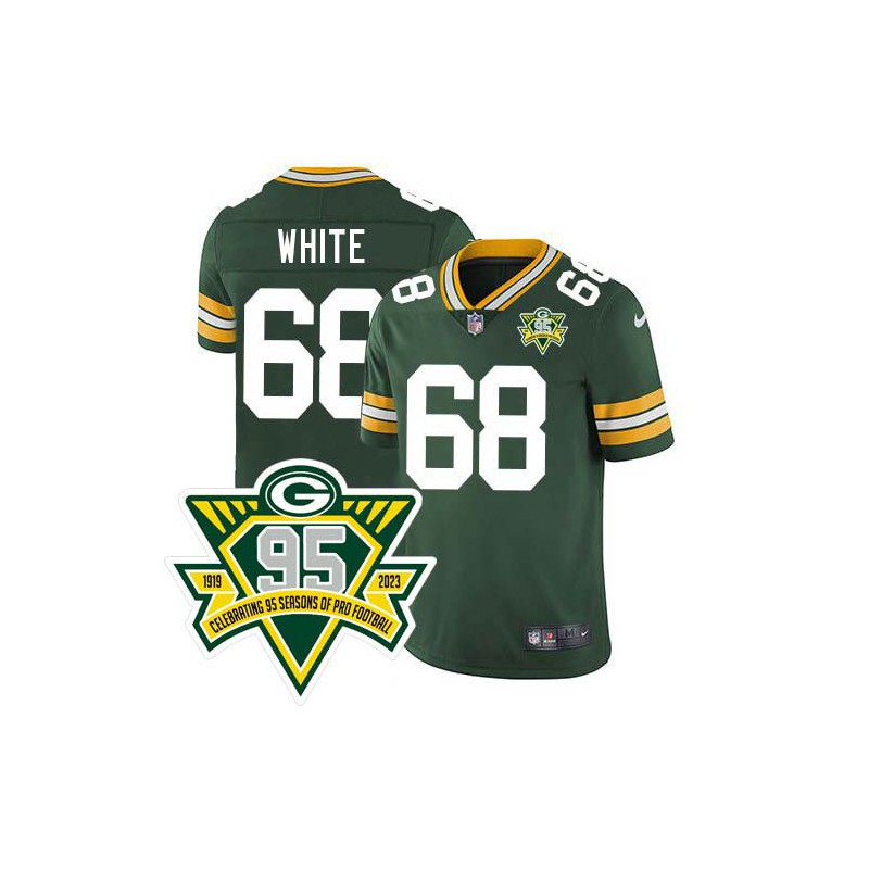 Packers #68 Chris White 1919-2023 95 Year ANNI Patch Jersey -Green