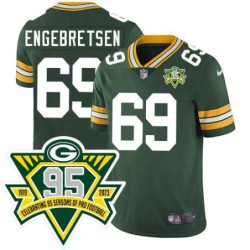 Packers #69 Tiny Engebretsen 1919-2023 95 Year ANNI Patch Jersey -Green