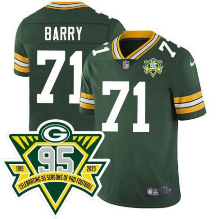 Packers #71 Kevin Barry 1919-2023 95 Year ANNI Patch Jersey -Green