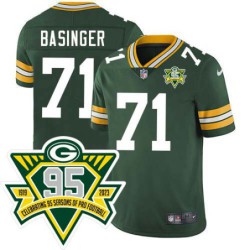 Packers #71 Michael Basinger 1919-2023 95 Year ANNI Patch Jersey -Green