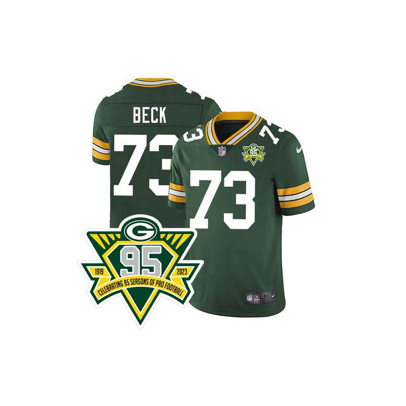 Packers #73 Ken Beck 1919-2023 95 Year ANNI Patch Jersey -Green