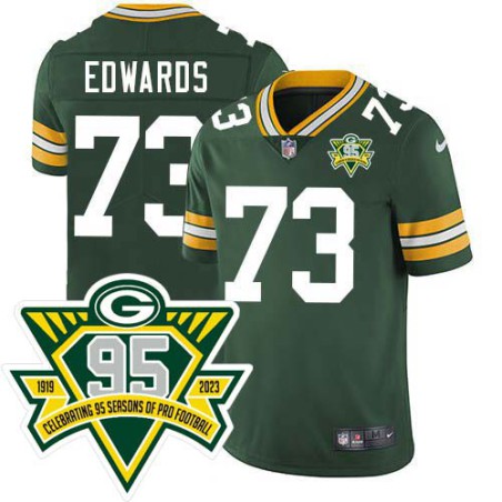 Packers #73 Earl Edwards 1919-2023 95 Year ANNI Patch Jersey -Green