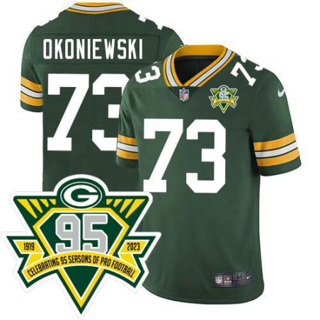 Packers #73 Steve Okoniewski 1919-2023 95 Year ANNI Patch Jersey -Green