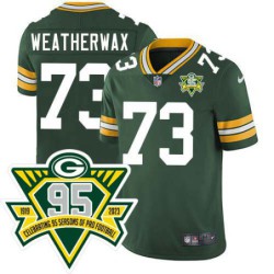 Packers #73 Jim Weatherwax 1919-2023 95 Year ANNI Patch Jersey -Green