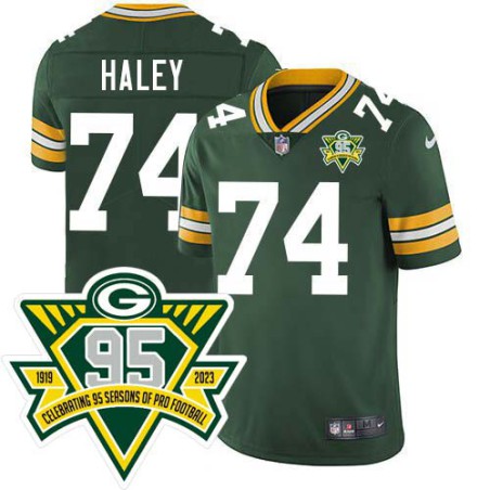 Packers #74 Darryl Haley 1919-2023 95 Year ANNI Patch Jersey -Green