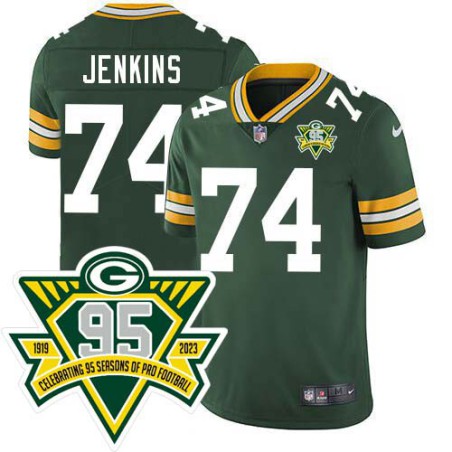 Packers #74 Elgton Jenkins 1919-2023 95 Year ANNI Patch Jersey -Green