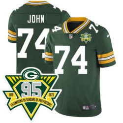 Packers #74 Ulrick John 1919-2023 95 Year ANNI Patch Jersey -Green