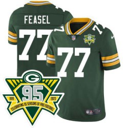 Packers #77 Greg Feasel 1919-2023 95 Year ANNI Patch Jersey -Green