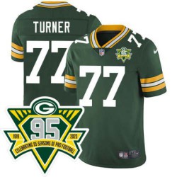 Packers #77 Billy Turner 1919-2023 95 Year ANNI Patch Jersey -Green