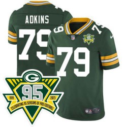 Packers #79 Bob Adkins 1919-2023 95 Year ANNI Patch Jersey -Green