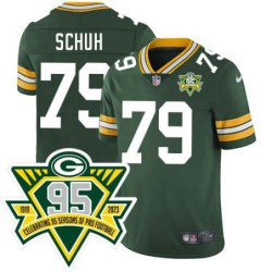 Packers #79 Harry Schuh 1919-2023 95 Year ANNI Patch Jersey -Green