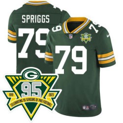 Packers #79 Marcus Spriggs 1919-2023 95 Year ANNI Patch Jersey -Green