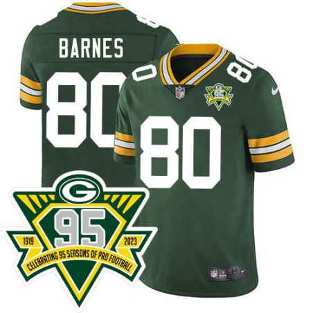 Packers #80 Gary Barnes 1919-2023 95 Year ANNI Patch Jersey -Green