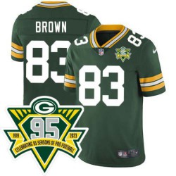 Packers #83 Allen Brown 1919-2023 95 Year ANNI Patch Jersey -Green