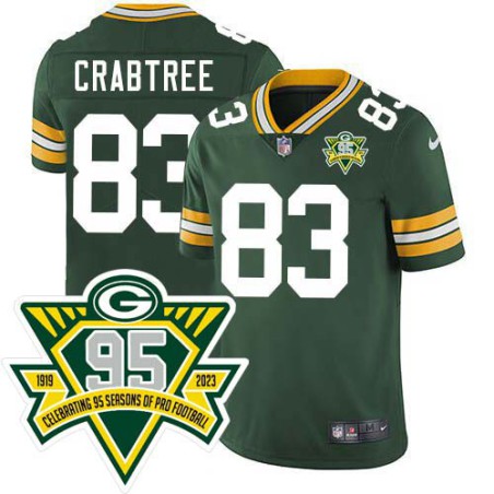 Packers #83 Tom Crabtree 1919-2023 95 Year ANNI Patch Jersey -Green