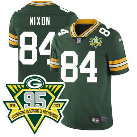 Packers #84 Fred Nixon 1919-2023 95 Year ANNI Patch Jersey -Green