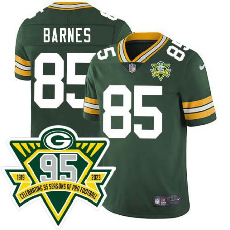 Packers #85 Emery Barnes 1919-2023 95 Year ANNI Patch Jersey -Green