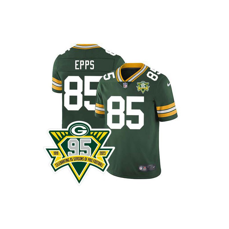 Packers #85 Phil Epps 1919-2023 95 Year ANNI Patch Jersey -Green