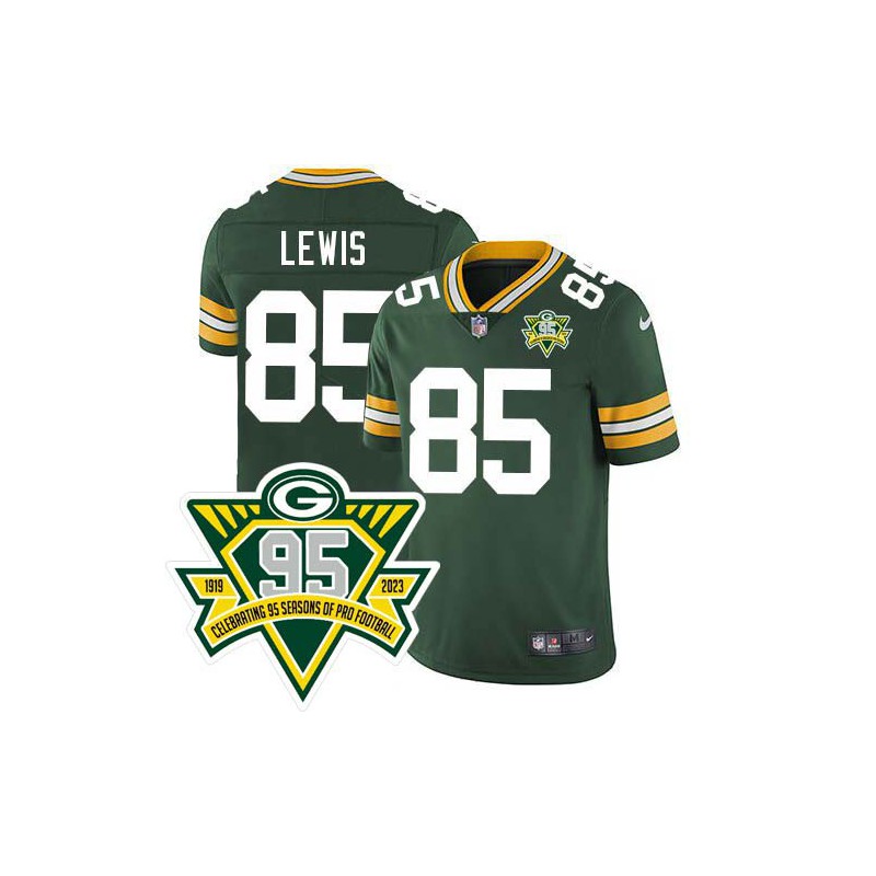 Packers #85 Ron Lewis 1919-2023 95 Year ANNI Patch Jersey -Green