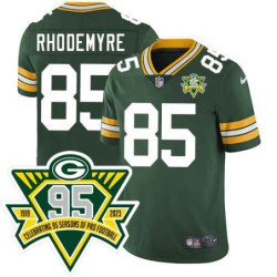 Packers #85 Jay Rhodemyre 1919-2023 95 Year ANNI Patch Jersey -Green