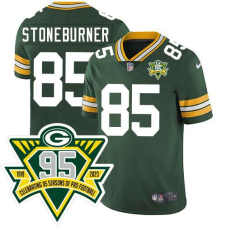 Packers #85 Jake Stoneburner 1919-2023 95 Year ANNI Patch Jersey -Green