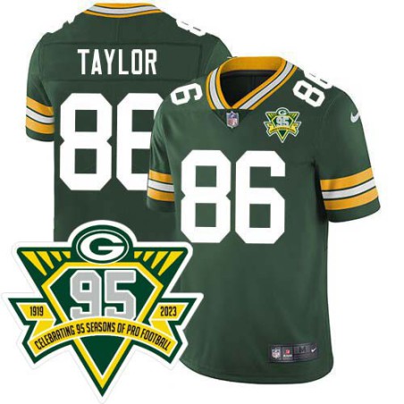 Packers #86 Malik Taylor 1919-2023 95 Year ANNI Patch Jersey -Green