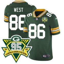 Packers #86 Ed West 1919-2023 95 Year ANNI Patch Jersey -Green