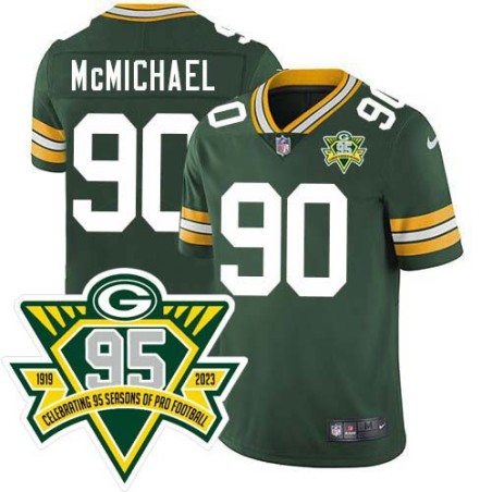 Packers #90 Steve McMichael 1919-2023 95 Year ANNI Patch Jersey -Green