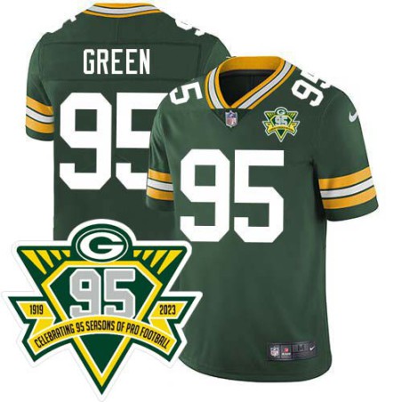 Packers #95 Howard Green 1919-2023 95 Year ANNI Patch Jersey -Green